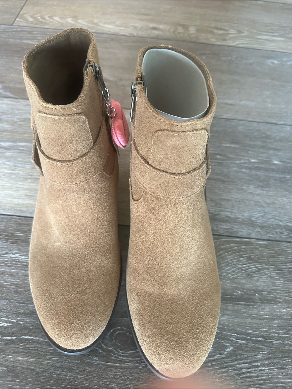 Skechers Women's Tan Suede Ankle Boots with Side Zipper